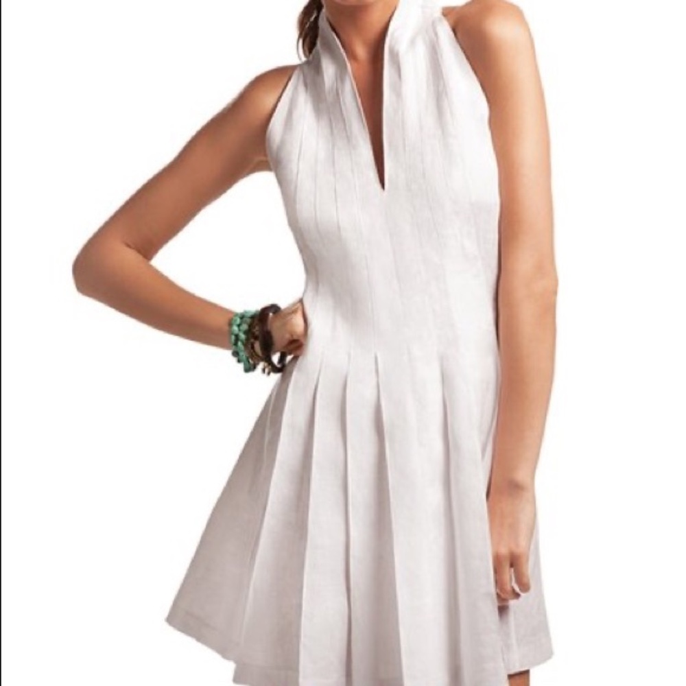 White pleated mini dress | Island Company